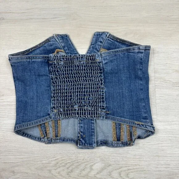 Free People Miray Denim Tube Top Size Medium Blue Medium Wash Strapless Crop - Picture 4 of 5